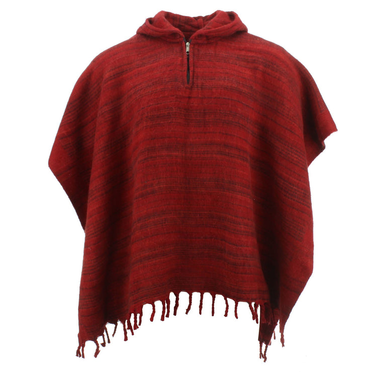 Hooded Square Poncho - Dark Reds