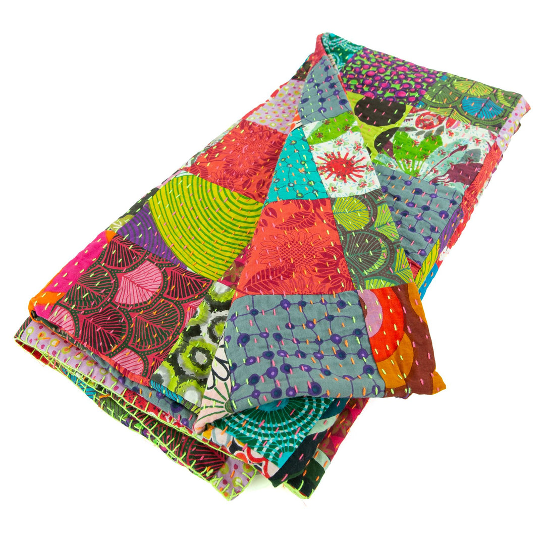 Handmade Patchwork Batik Printed Throw - Retro Red