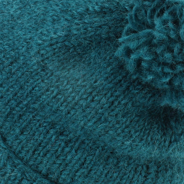 Chunky Wool Knit Baggy Slouch Beanie Bobble Hat - Teal