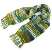 Chunky Wool Knit Abstract Pattern Scarf - 17 Green
