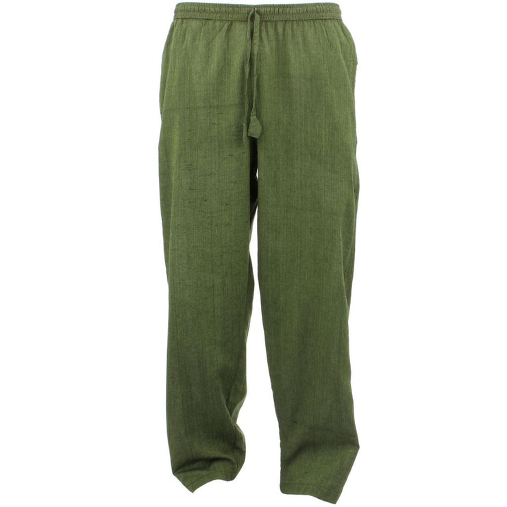 Classic Nepalese Lightweight Cotton Plain Trousers Pants - Green