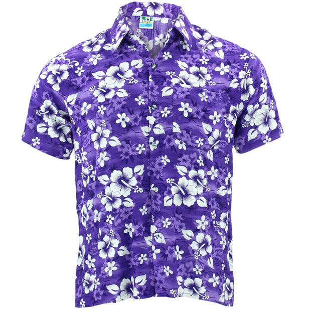 Short Sleeve Hawaiian Shirt - Purple