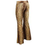 Velvet Flares Trousers - Leopard