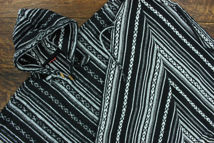 Brushed Cotton Hooded Poncho - Black Diamond