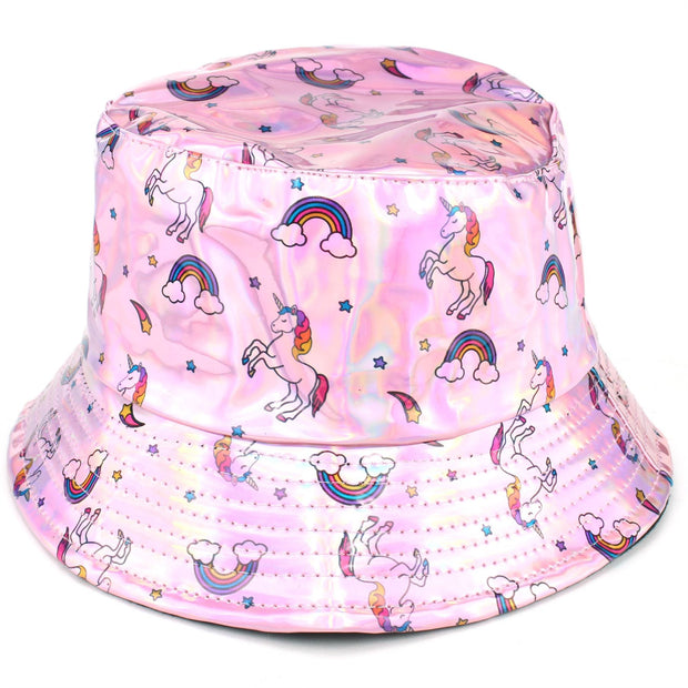 Holographic Bucket Hat - Shiny Unicorn Pink
