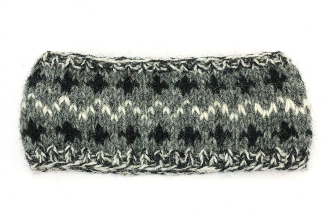 Hand Knitted Wool Headband  - 17 Grey