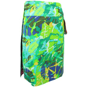 Reversible Popper Wrap Knee Length Skirt - Psychedelic Snakeskin / Camo Leaf