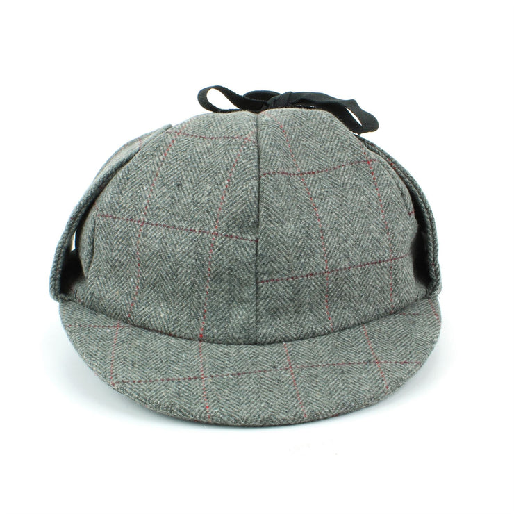 Wool Herringbone Deerstalker Sherlock Holmes Hat - Light Grey