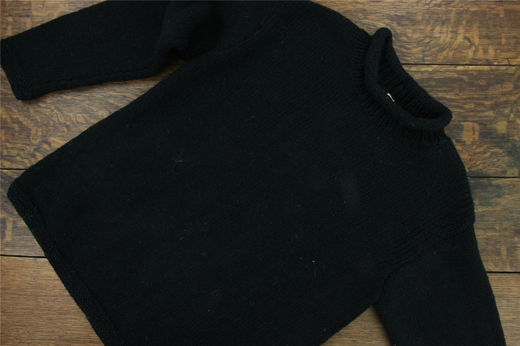 Hand Knitted Wool Jumper - Plain Black