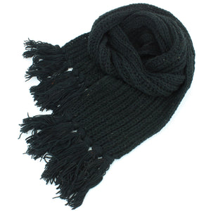 Écharpe en grosse laine - unie - noir