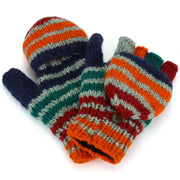 Wool Knit Shooter Gloves - Stripe Green