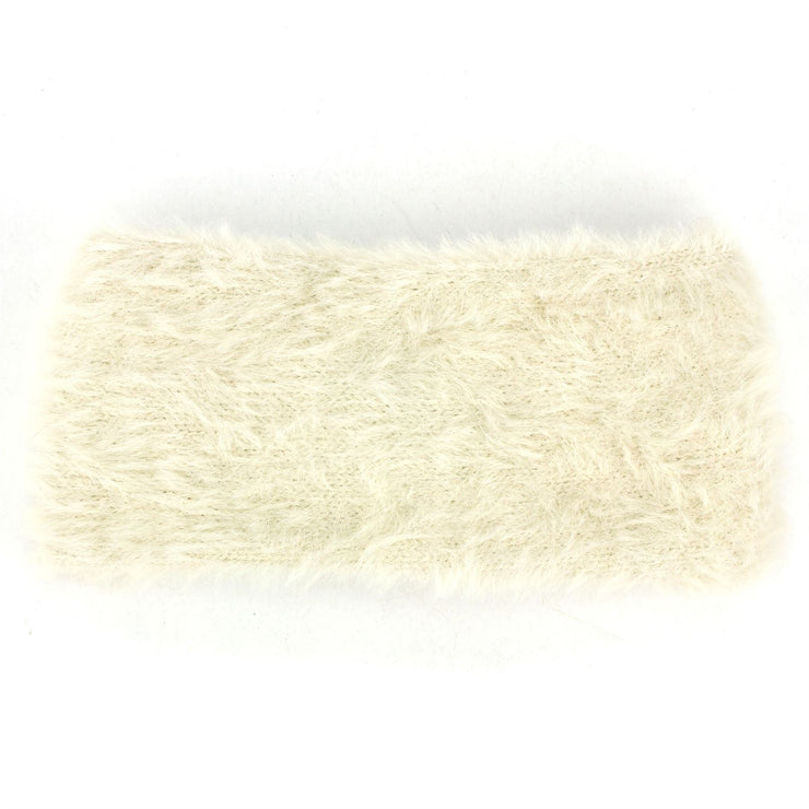 Bowknot Faux Fur Headband - Cream