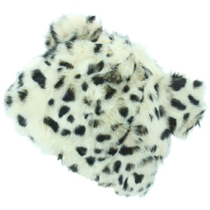Animal Print Beanie Hat with Ears - White