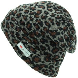 Mütze mit Leopardenmuster – Grau