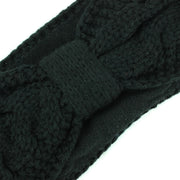 Knitted Bowknot Ribbed Headband - Black