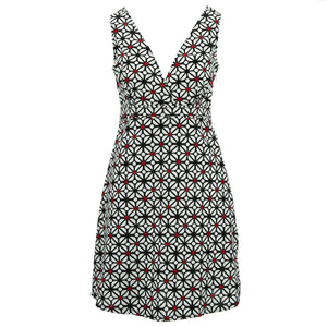 Crossover-Kleid – roter Punktbund