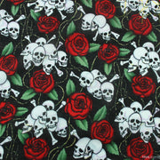 Bandana Face Cover Mask - Rose Skulls & Cross Bones