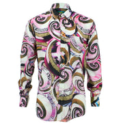 Regular Fit Long Sleeve Shirt - Pink Abstract Swirls