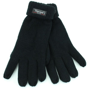 Fold Up Cuffs Thermal Gloves - Black