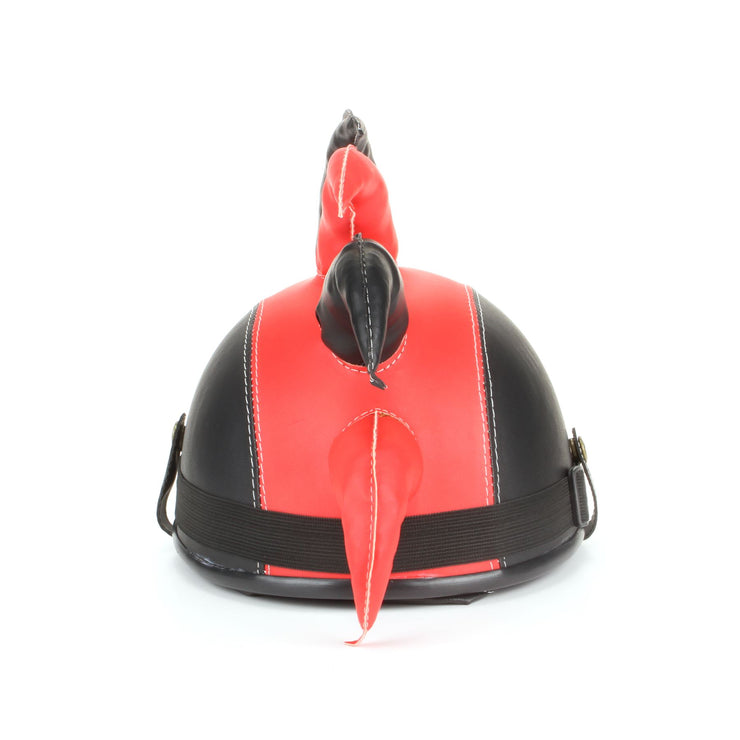 Saw Blade Mohawk Horned Novelty Festival Helmet with Goggles - Red & Black