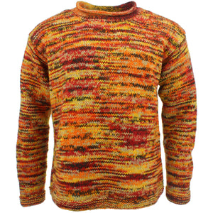 Grob gestrickter Space-Dye-Pullover aus Wolle – Feuerorange