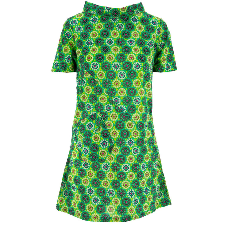 Sixties Shift Dress - Green Daisy Spray