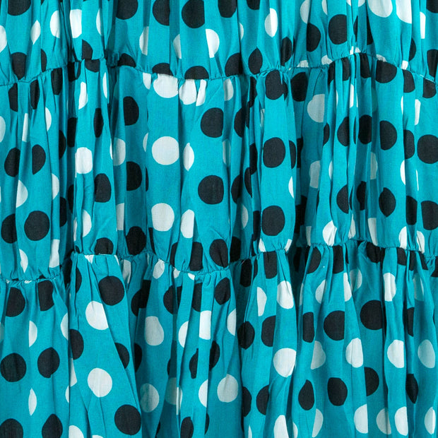 Tier Drop Summer Dress - Turquoise Polka Dot