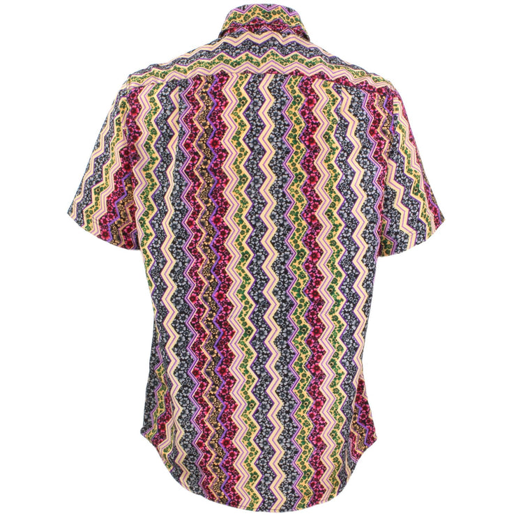 Regular Fit Short Sleeve Shirt - Floral Zig Zag Abstract