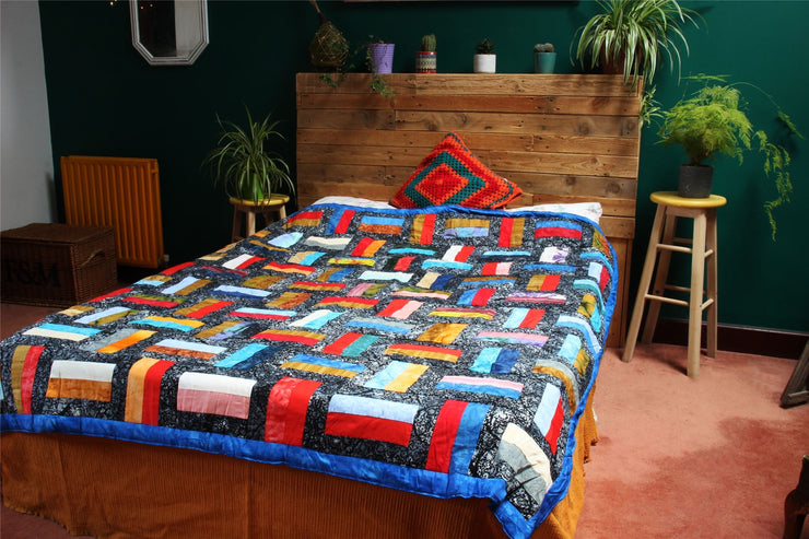 Handmade Quilted Patchwork Batik Printed Bedspread
