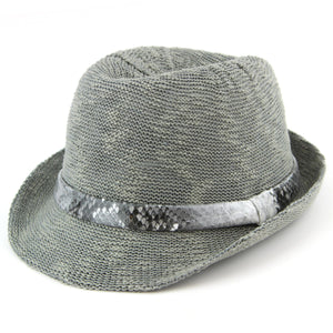 Letvægts trilby hat med slangeskindsbånd i imiteret læder - Mørkegrå (57 cm)