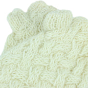 Chunky Wool Knit Arm Warmers - Plain - Off White