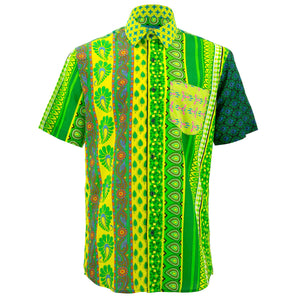 Kurzarmhemd mit normaler Passform – zufällig gemischtes Panel-Grün