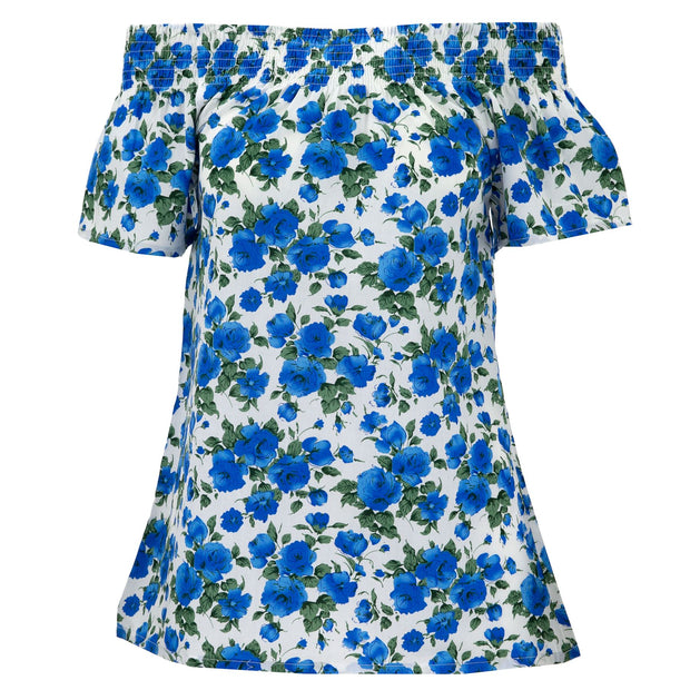 Shirred Super Top - Blue Rose