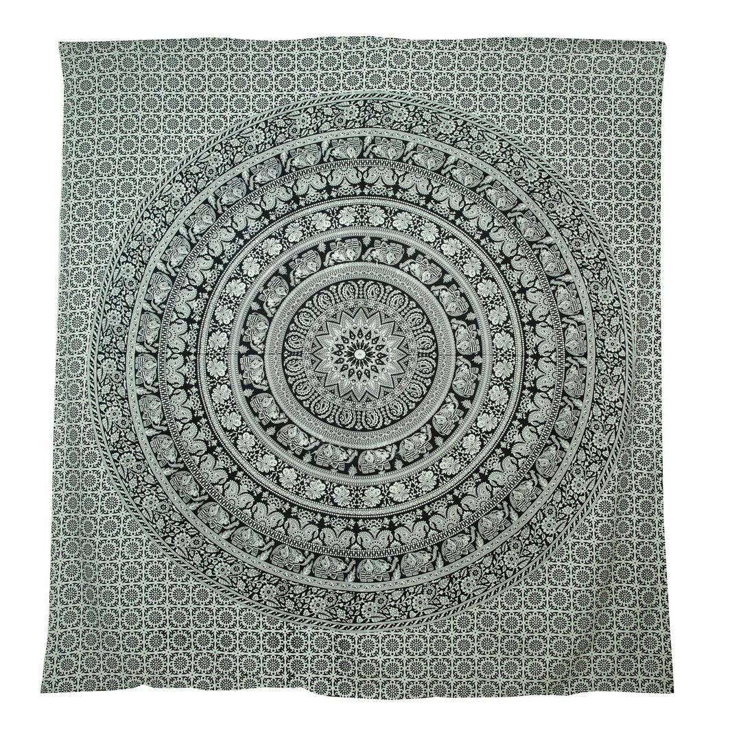 Block Printed Mandala Wall Hanging - Jade