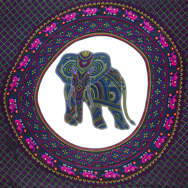 Viscose Rayon Sarong - Elephant Pointillism - Black & Pink