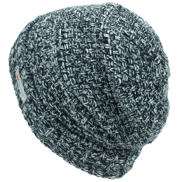Textured Weave Beanie Hat - Grey