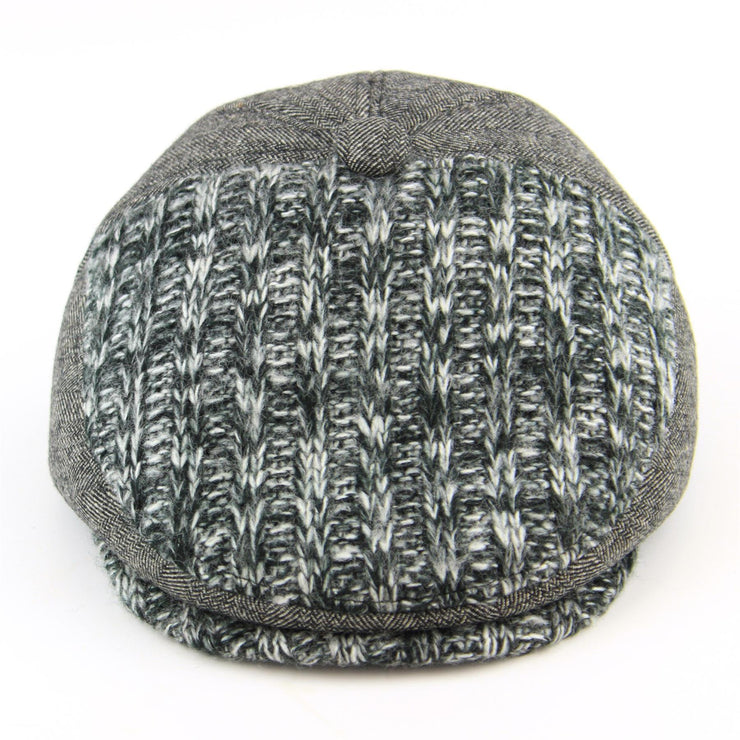 Chunky knit herringbone structured flat cap - Grey