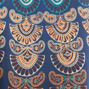 Long Maxi Wrap Skirt with Block Print Mandala - Blue & Orange