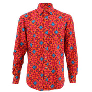 Regular Fit Long Sleeve Shirt - Bright Red Abstract