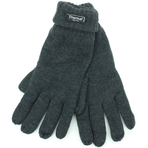 Knitted Mens Gloves - Charcoal Grey