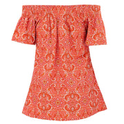 Shirred Super Top - Red Damask