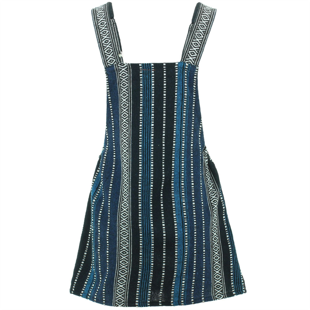 Thai Woven Dungaree Dress - Blue