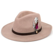 Wool Felt Fedora with Feather - Natural