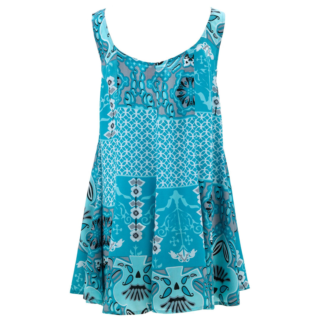 Floaty Dolly Dress - Blue Palmette