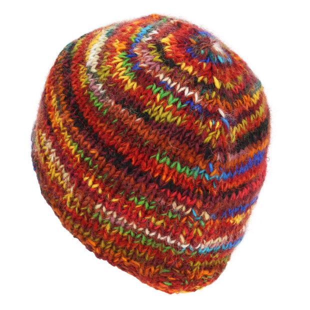 Wool Knit Beanie Hat - SD Red Mix