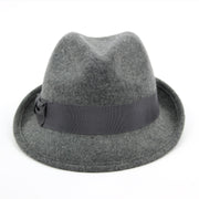 Wool felt trilby hat with wide band and side bow - Light grey