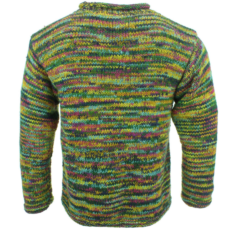 Chunky Wool Knit Space Dye Jumper - Contusion Green