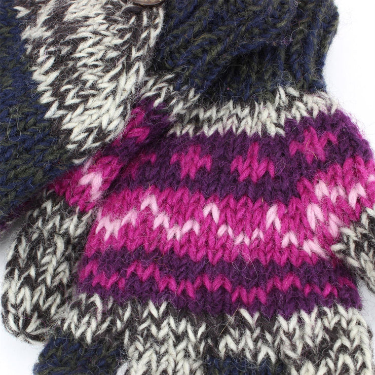 Wool Knit Fingerless Shooter Gloves - Space Dye (Dark Multi)