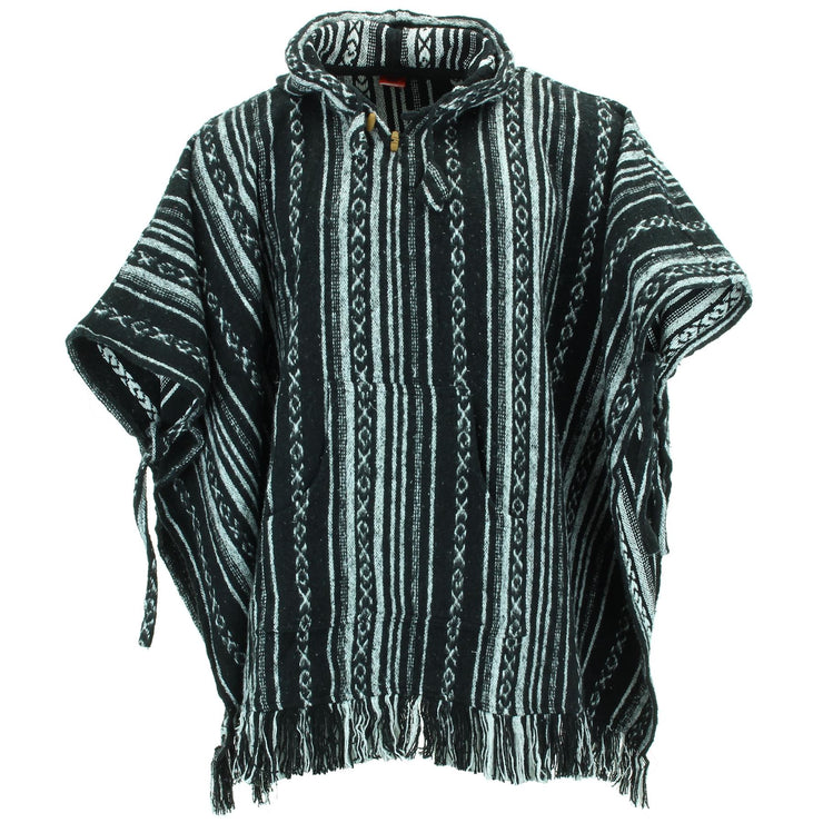 Brushed Cotton Hooded Poncho - Black Diamond