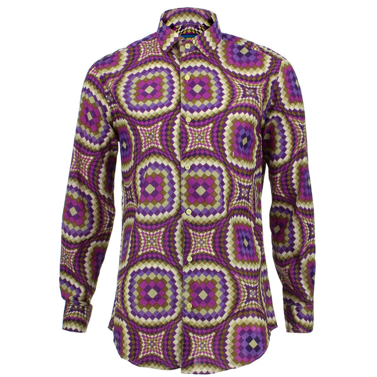 Tailored Fit Long Sleeve Shirt - Purple Illusion